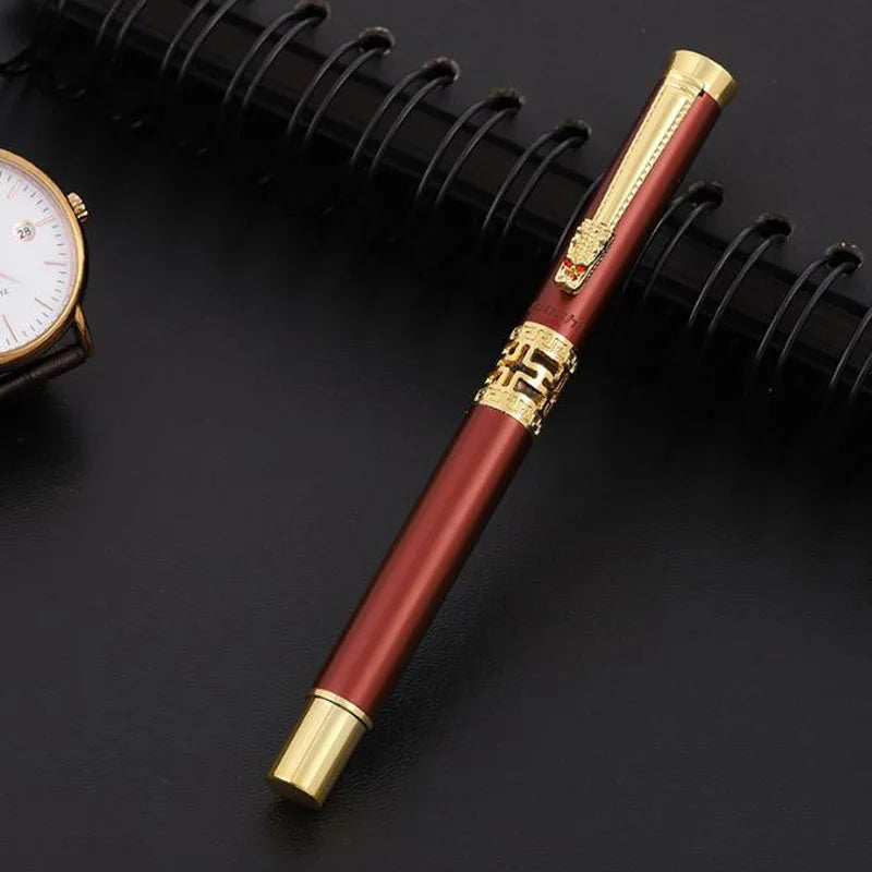 High Quality Hollow Out Sculpture Roller Ball Pen MEtal Golden Black Stationery Office school supplies Writing BALLPOINT PEN