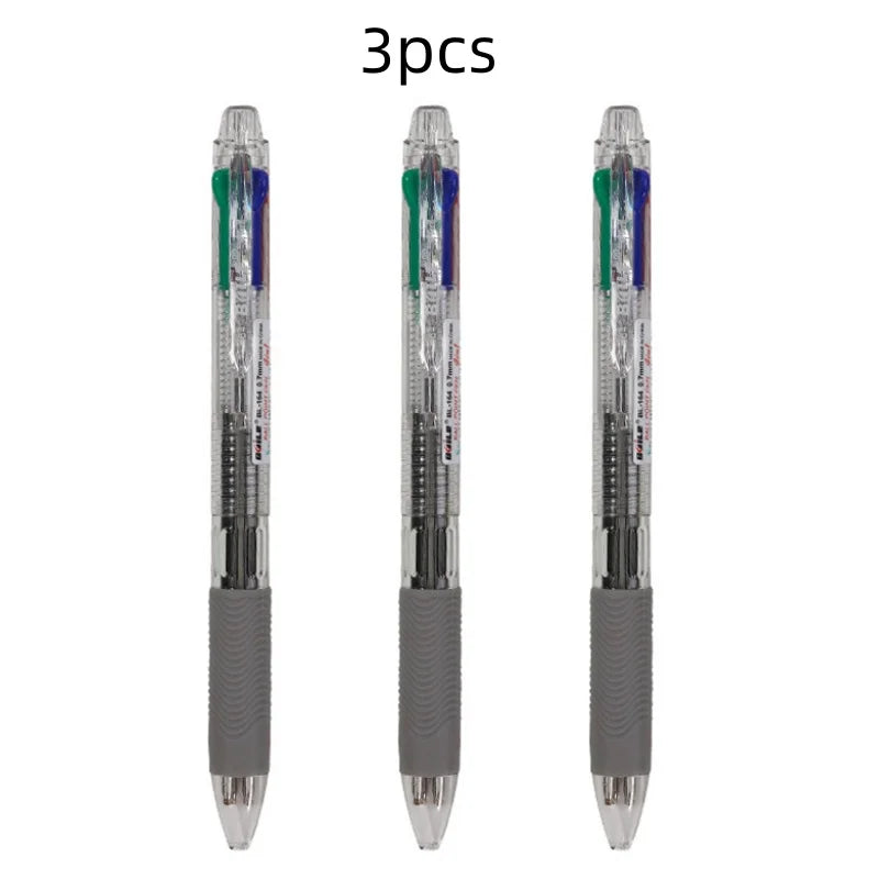 1/3pcs Creative Transparent 4 in 1 Multicolour Ballpoint Pens 0.7mm 4Color Refills Ball Pen for School Office Writing Stationery