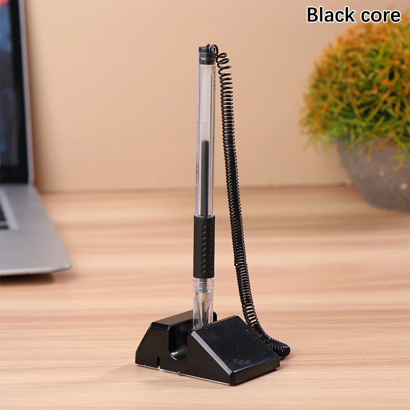 1PCS Black Desk Rope Ballpoint Pen Signature Pen Sticky Desk Pens With Chain Fixed Bank Counter Pen Learn Office Stationery