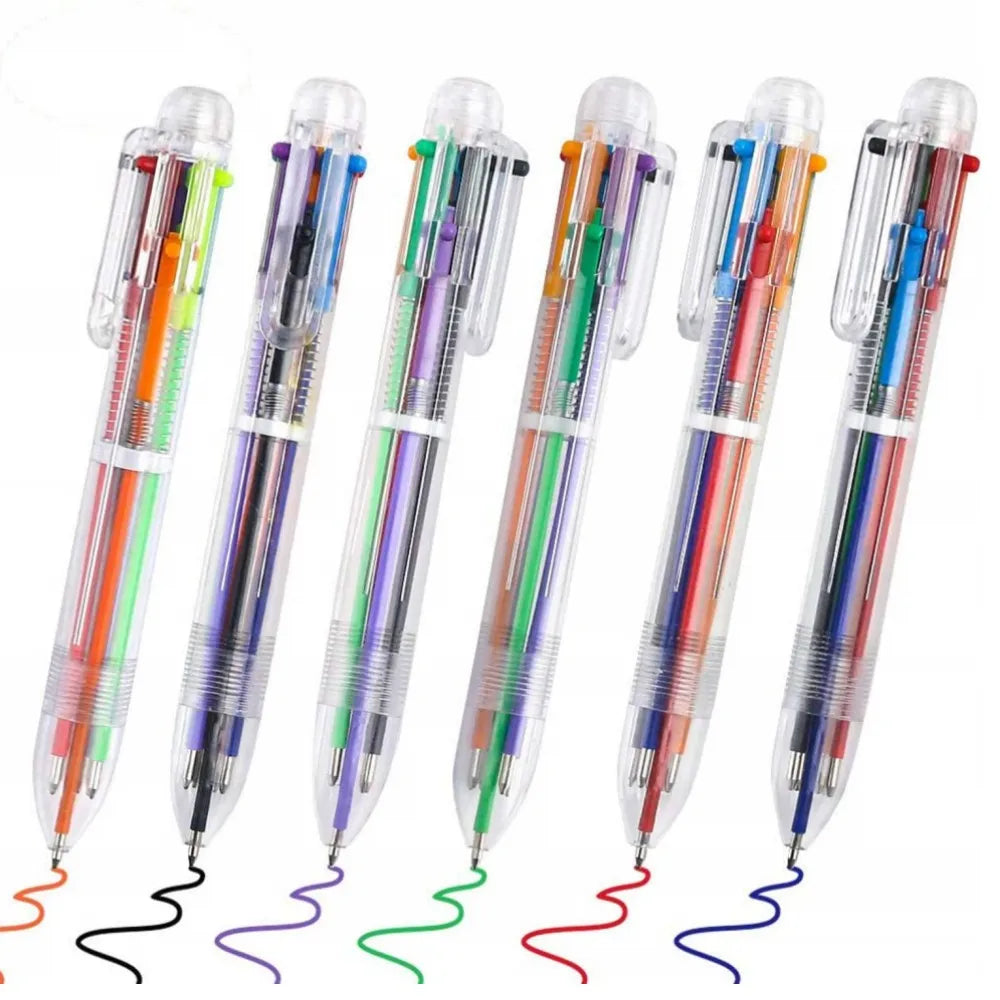 6pcs Ball Point Pen 0.7MM Korea Creative Stationery Pen 6 Color In 1 Ballpoint Pens for  School Supplies Office