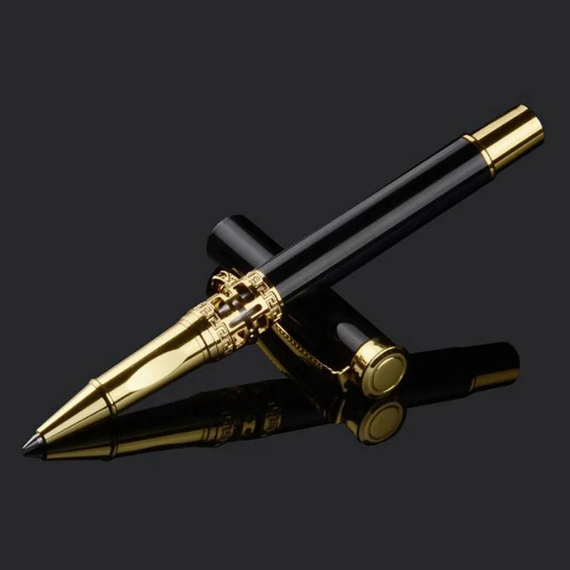 High Quality Hollow Out Sculpture Roller Ball Pen MEtal Golden Black Stationery Office school supplies Writing BALLPOINT PEN